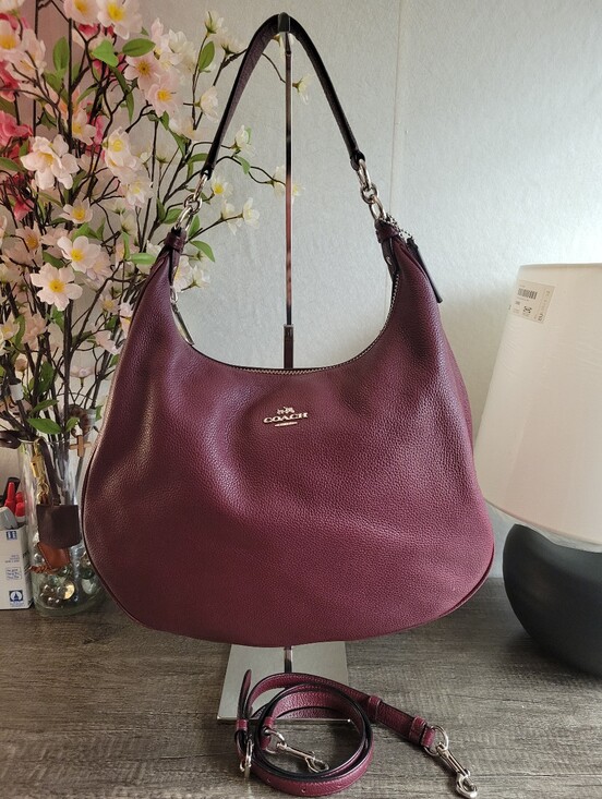 Coach Handbags - Coach Pebbled Leather Hobo Bag in Burgundy